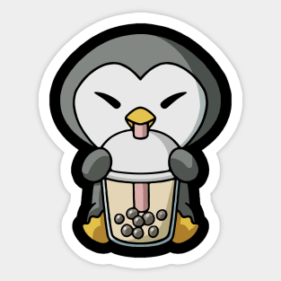 boba milk tea penguin Sticker